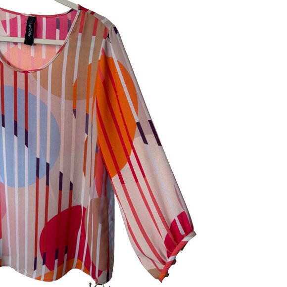 Marc Cain graphic pattern quarter sleeve blouse multicolor women's size N3 - Picture 4 of 7